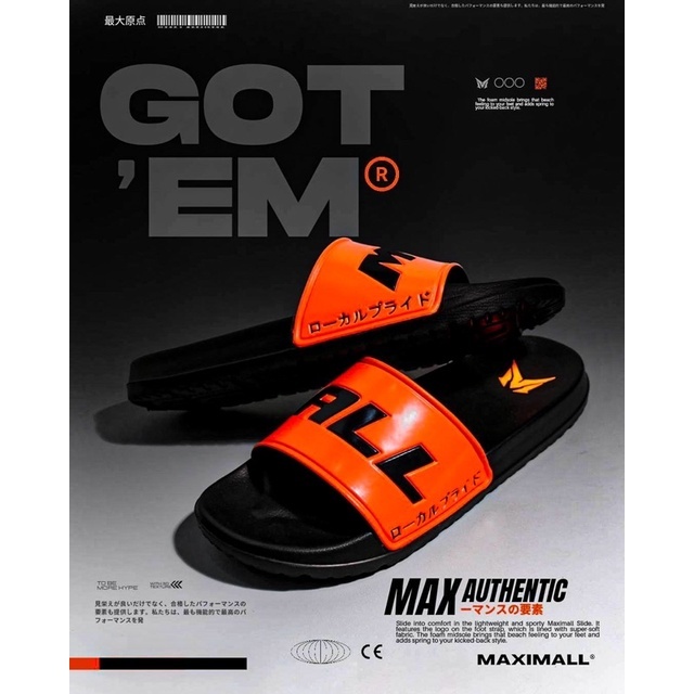 Sandal Slide Maximall - Authentic Black Orange
