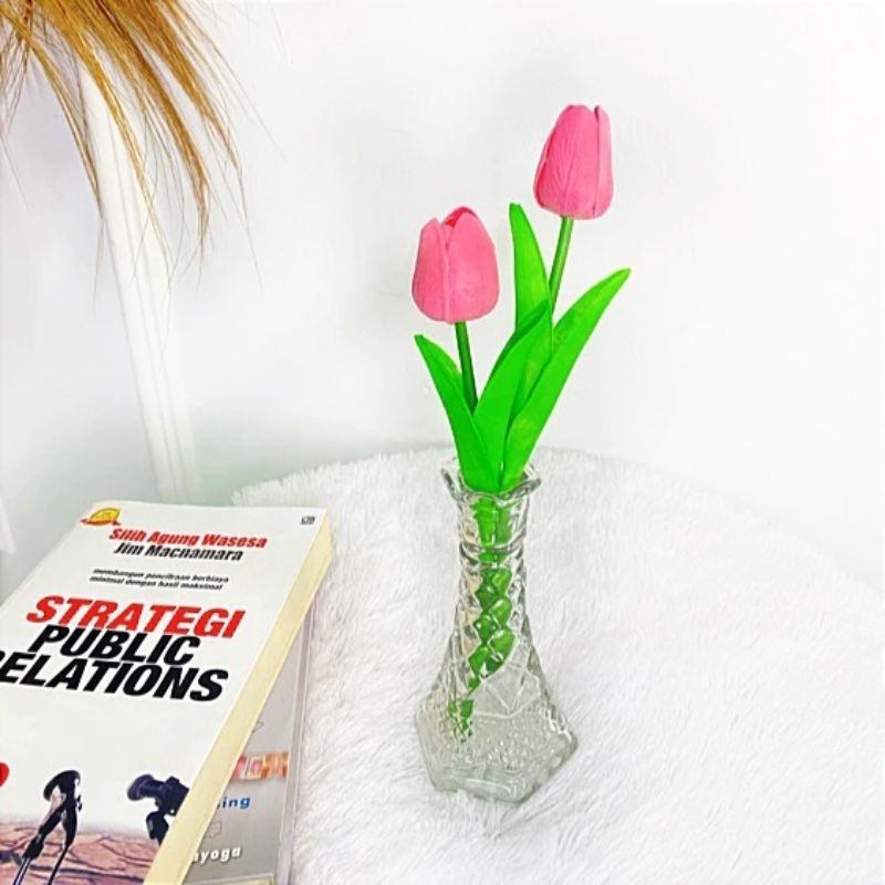 Vas Bunga Kaca Kristal Tinggi Atlantic / Vas Bunga Dekorasi Meja Tamu Aesthetic