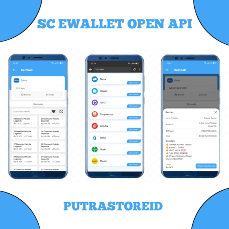 Script html bukaolshop otomatis ewallet