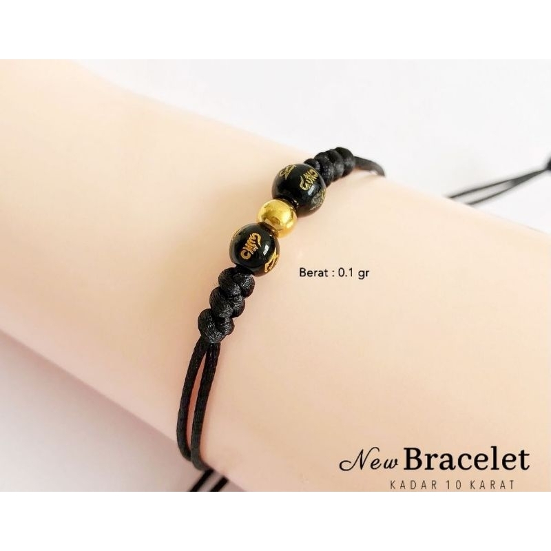 Gelang Tali Hitam Variasi  Emas 1pc 0,1gram Semar Jawa