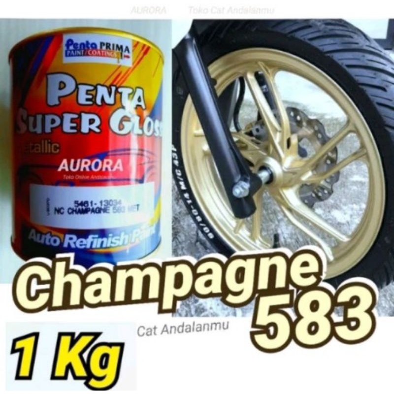 Cat Penta Super Gloss NC Champagne Met 1Kg Coklat Muda Emas Metalik Metalic Metallic Campagne Kampag
