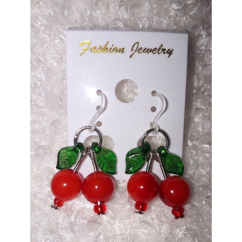 Anting Handmade Kaitan Plastik Bandul cherry