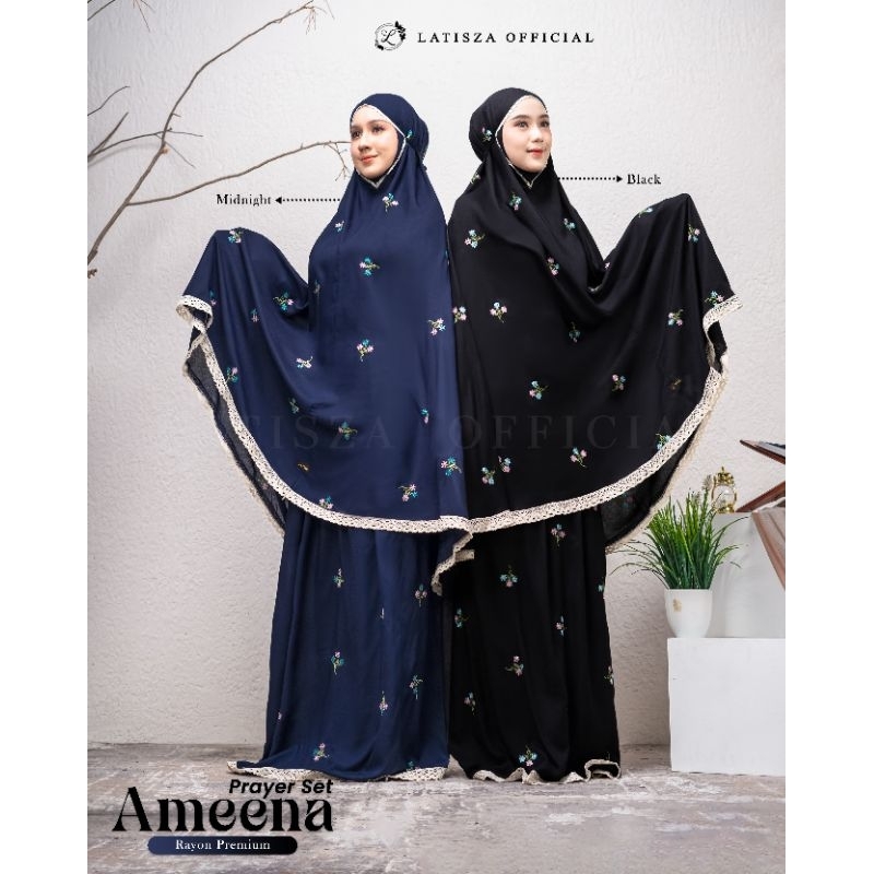 READY STOCK ✅✅ MUKENA BORDIR POTONGAN ✅ AMEENA PRAYER SET By LATISZA HIJAB