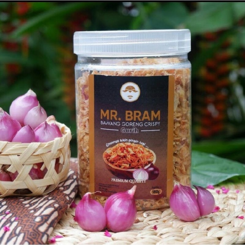 

Bawang Merah / Brambang Goreng Crispy Premium Mr. Bram Kemasan Toples 180 gr Gurih Enak Murah