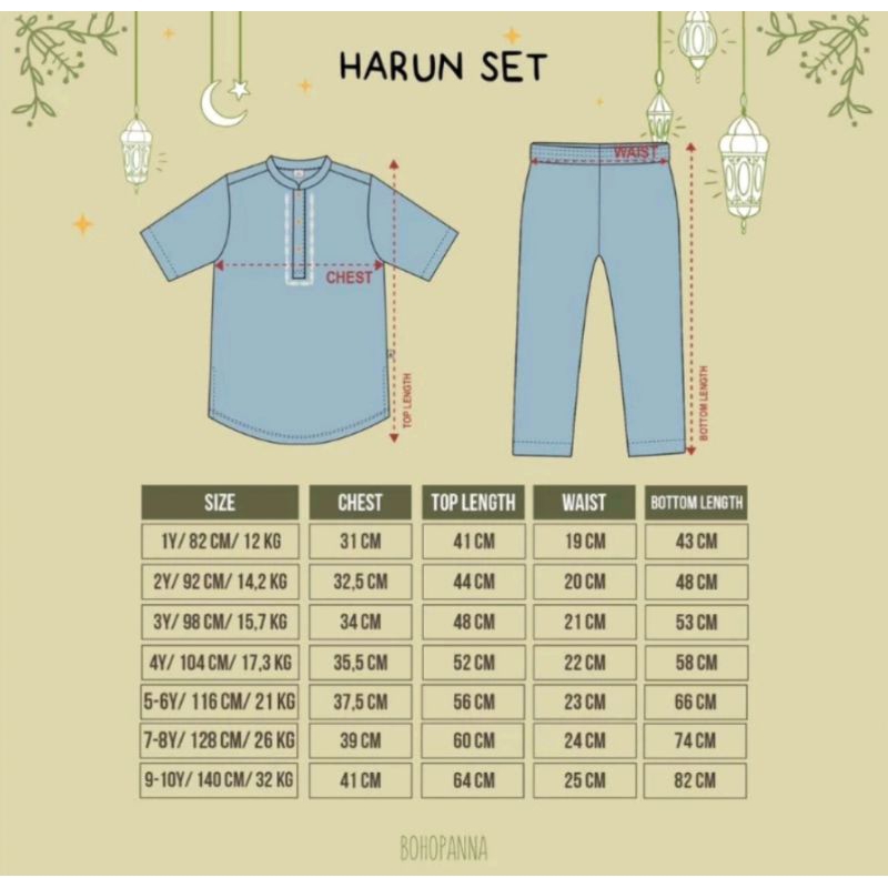 Bohopanna Raya Collection - Harun Set / Baju Raya Anak Cowok
