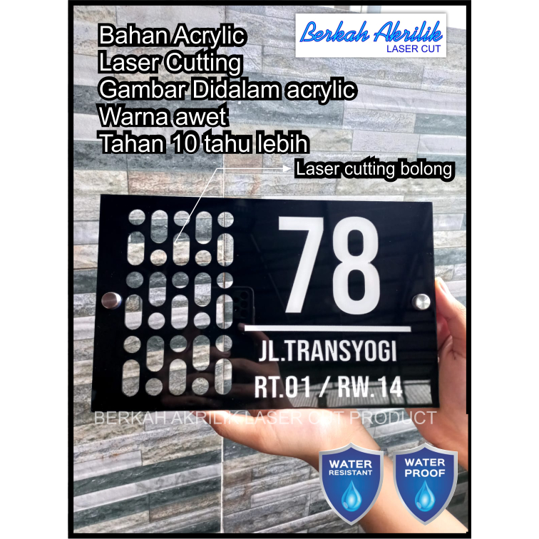 papan no rumah nomor rumah acrylic aesthetic series outdoor waterproof
