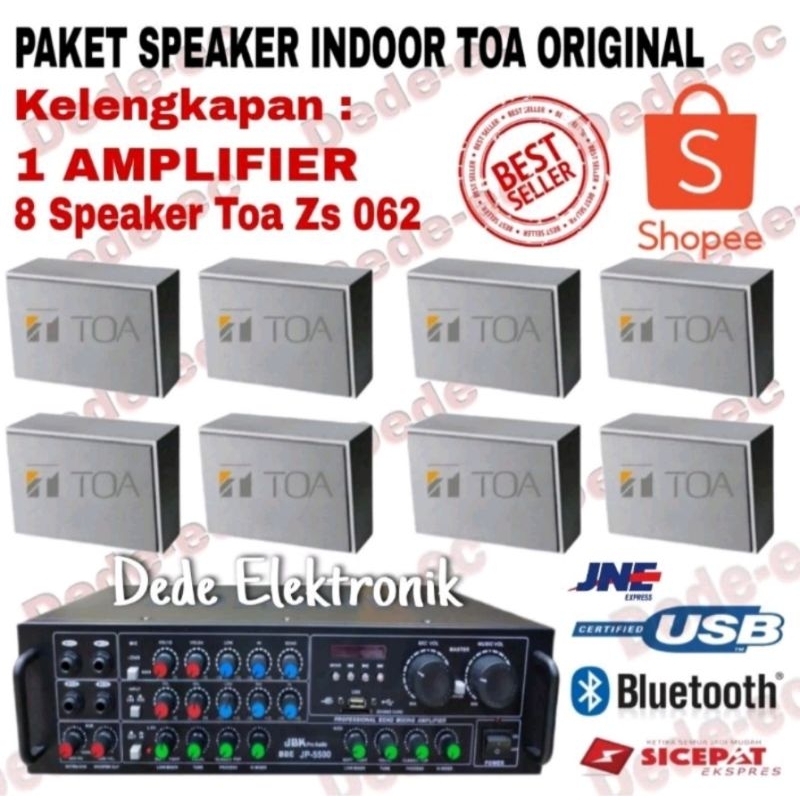 PAKET SPEAKER INDOOR TOA ISI 8 SPEAKER TOA+AMPLIFIER BLUETOOTH