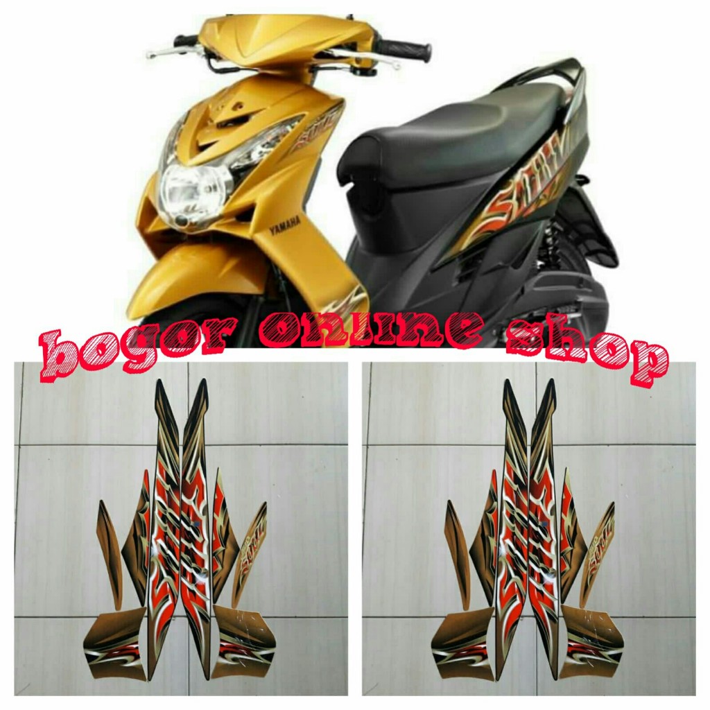 Stiker motor yamaha mio soul 2010 hitam-gold