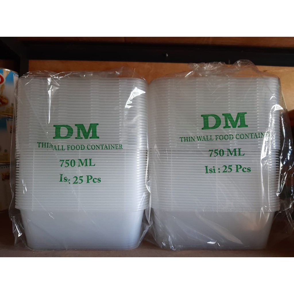 Thinwall DM 750 ML Rectangle (25 pcs) - Cup Plastik DM 750 ML Kotak panjang