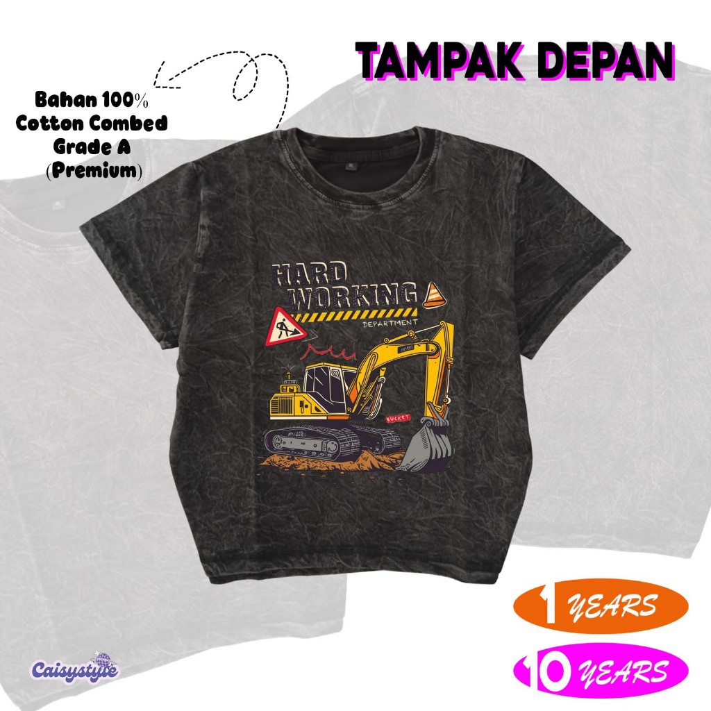 Baju Kaos Anak Laki - Laki Washed Excavator