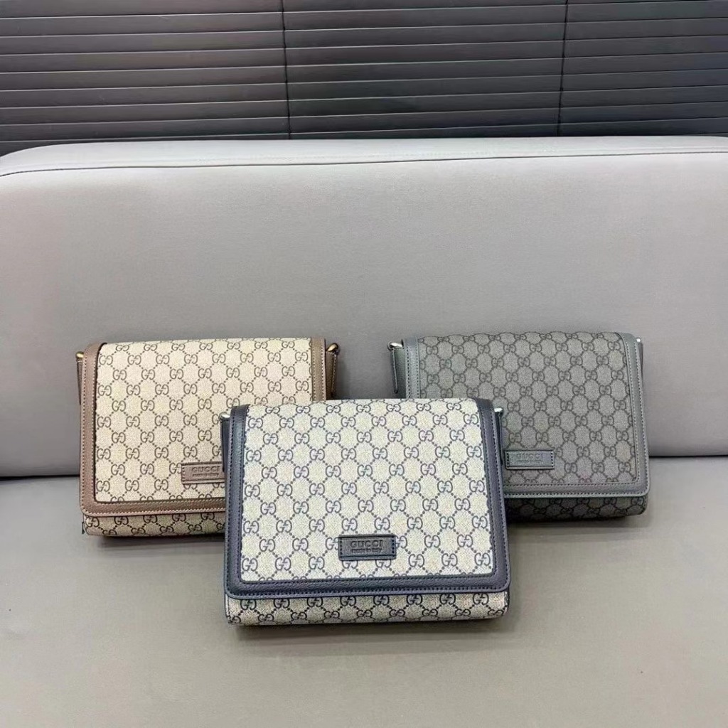 Gambar asli tas bahu lipat tas kurir pria Gucci
