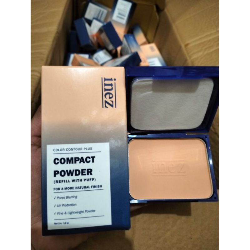 bedak padat Inez compact powder ready natural saja