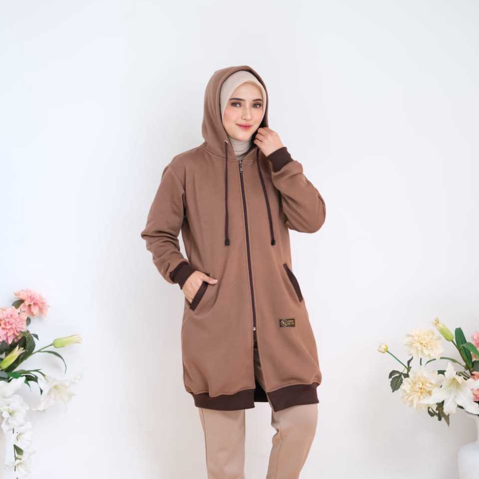 ART H23A Jaket hijab muslimahjaket hujaberjaket hijab bahan fleace tebalgramasi 28