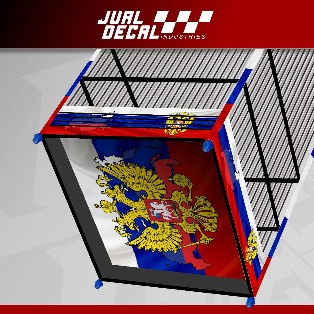 Stiker Sangkar Kosan Kotak Bendera RUSIA Variasi Decal Kandang Gepengan Burung Cendet Kacer Koper