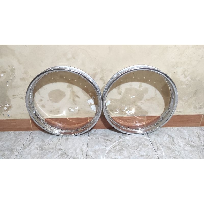 VELG PELEK DID BESI CHROME SEPASANG RING 18 160 185 BEKAS SECOND ORIGINAL COPOTAN