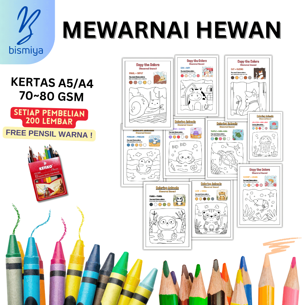 

(G7) KERTAS MEWARNAI HVS / BELAJAR MEWARNAI / GAMBAR / HEWAN /KERTAS MEWARNAI ANAK PAUD TK SD / A4