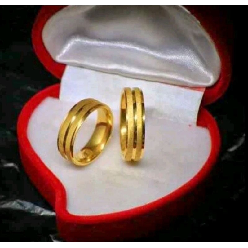 cincin titanium wanita anti karat asli tidak luntur gold list pasir