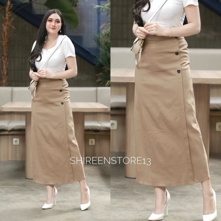 ART I2W Luna skrit  Rok panjang bengalin wanita  semi Aline  rok panjang  rok panjang korenan style 