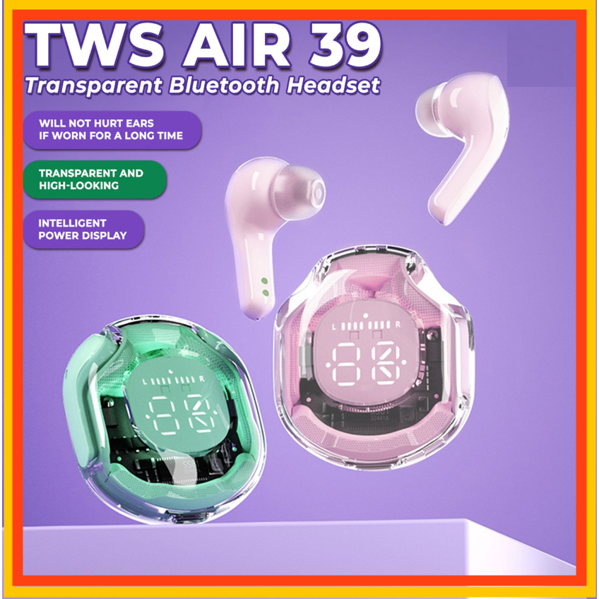 TWS AIR 39 Earphone bluetooth gaming transparan noice canceling / ULTRAPOD PRO AIR 39/ tws transpara