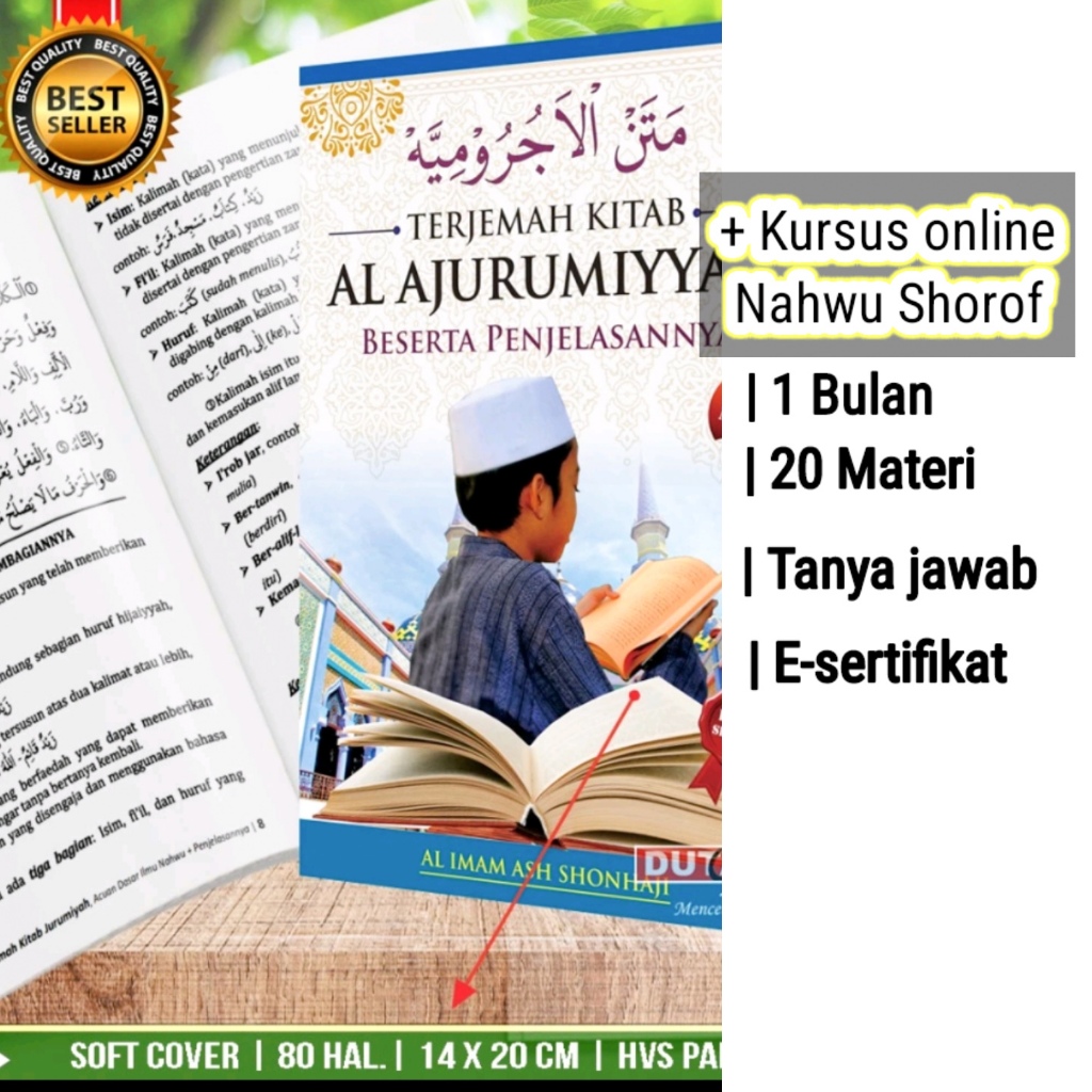 Kitab Nahwu terjemah disertai penjelasan + kursus online Nahwu Shorof 1 bulan