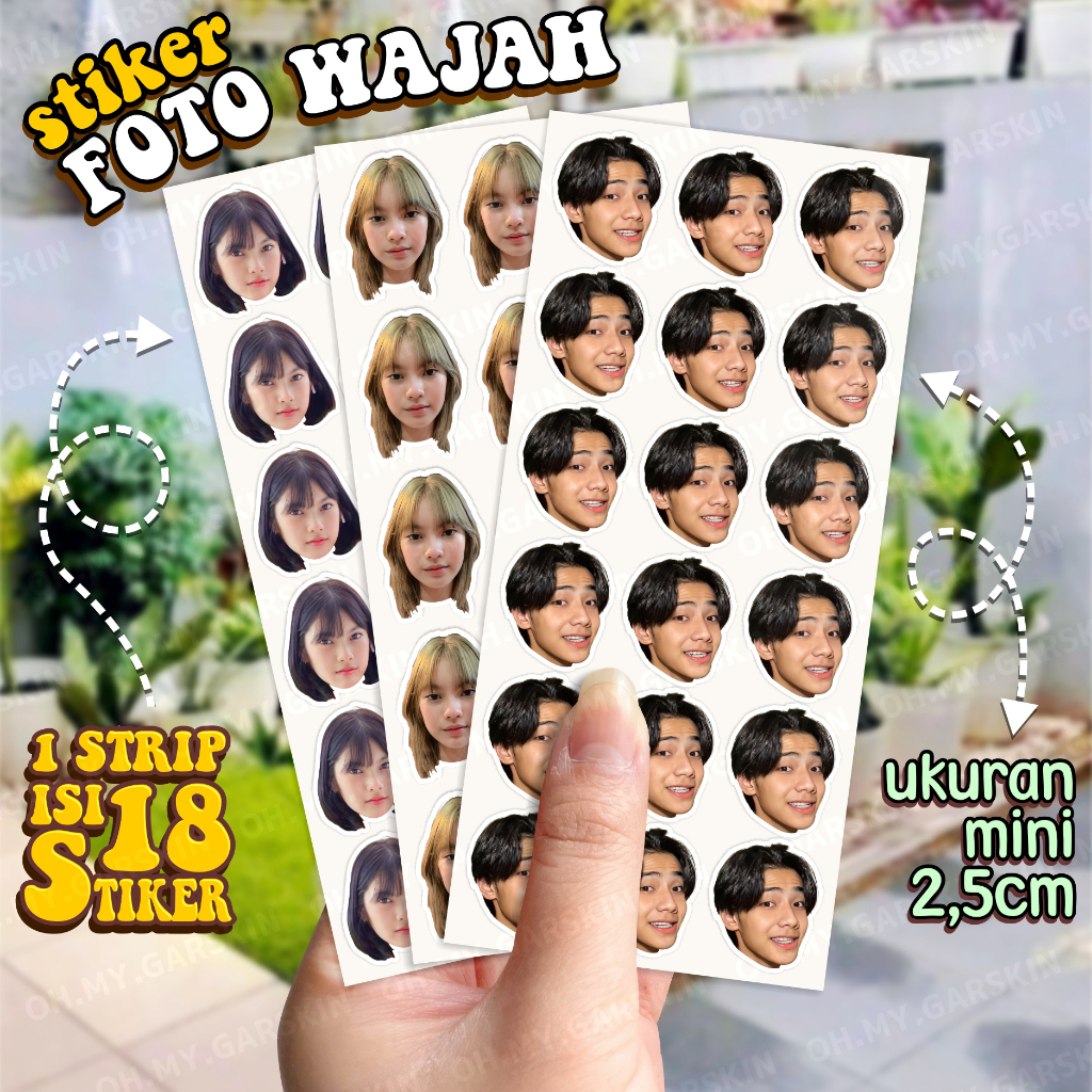 

18pcs Stiker Foto Wajah Mini - Small Face Photo Stiker - Custom