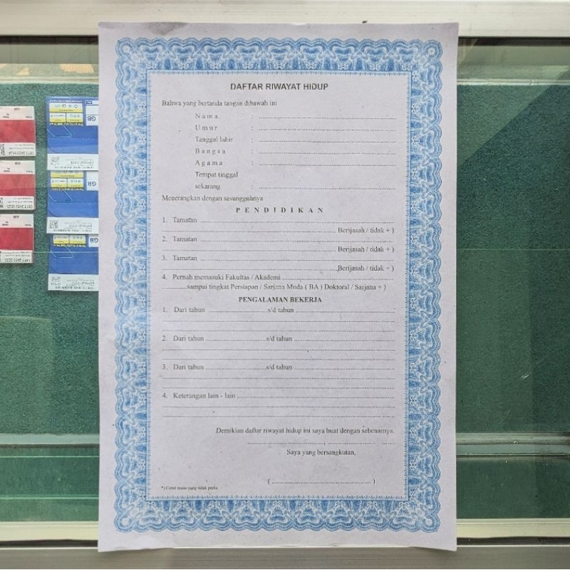 

(10 pcs) Daftar Riwayat Hidup & Surat Lamaran