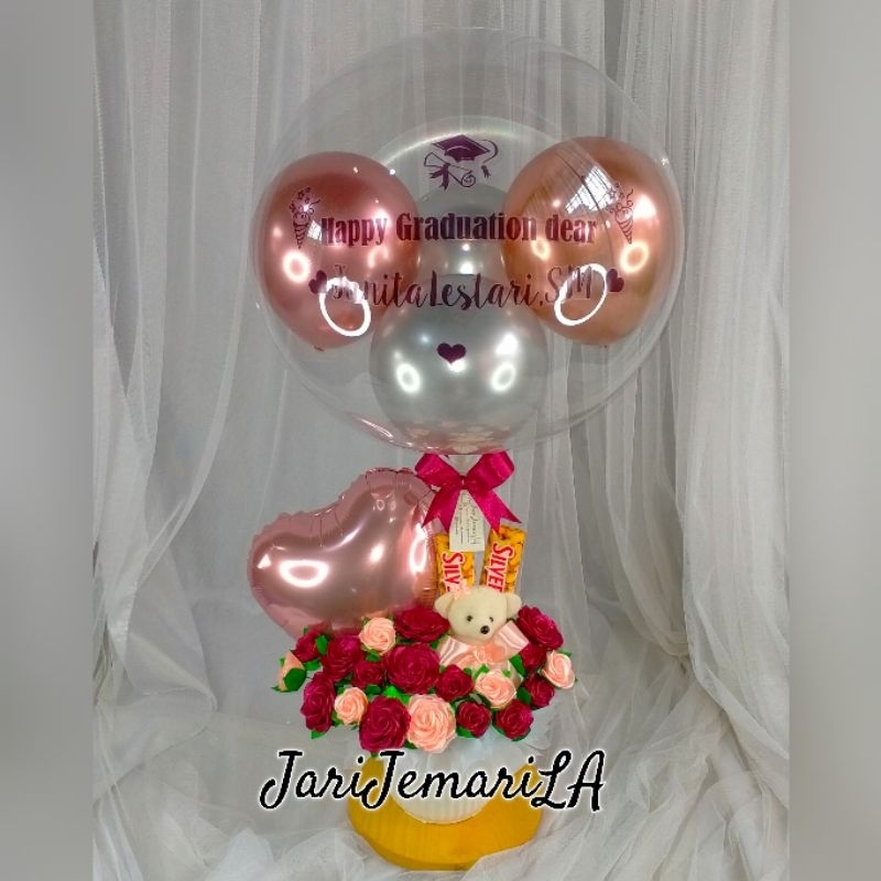 Buket balon wisuda, buket balon sempro, buket balon coklat, bucket balon wisuda, bucket balon coklat
