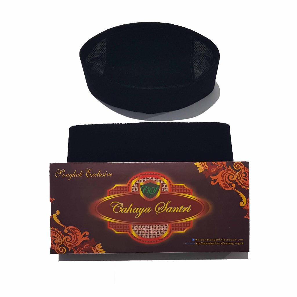 Songkok Cayaha Santri / Kopiah Hitam Dewasa / Peci Hitam AC