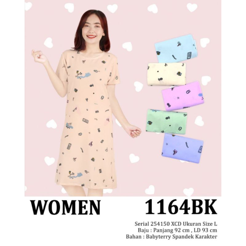 Lemone 1164BK Dress Daster Pendek Dress Pendek Babyterry Wanita Casual