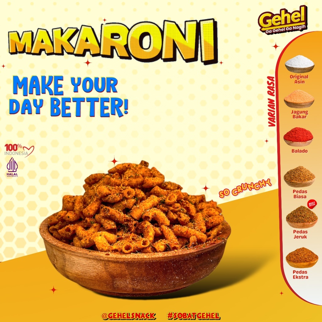 

Gehel Makaroni 200gr - Makanan Ringan (Grosir)