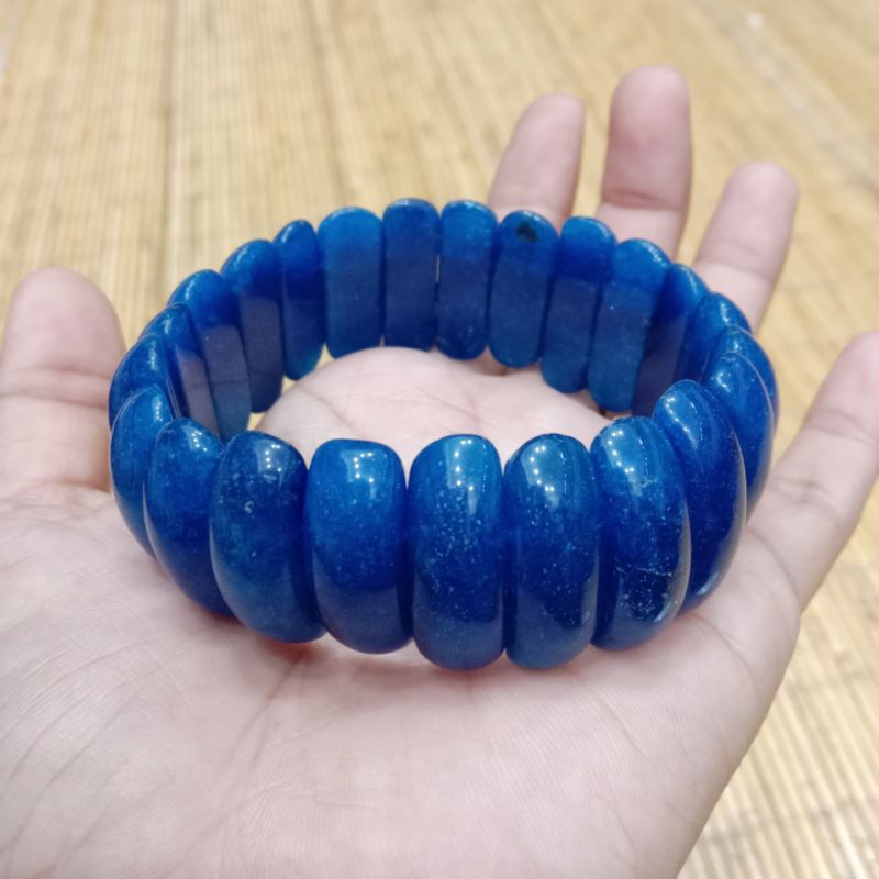 Gelang Batu Blue Agate / Agate Biru