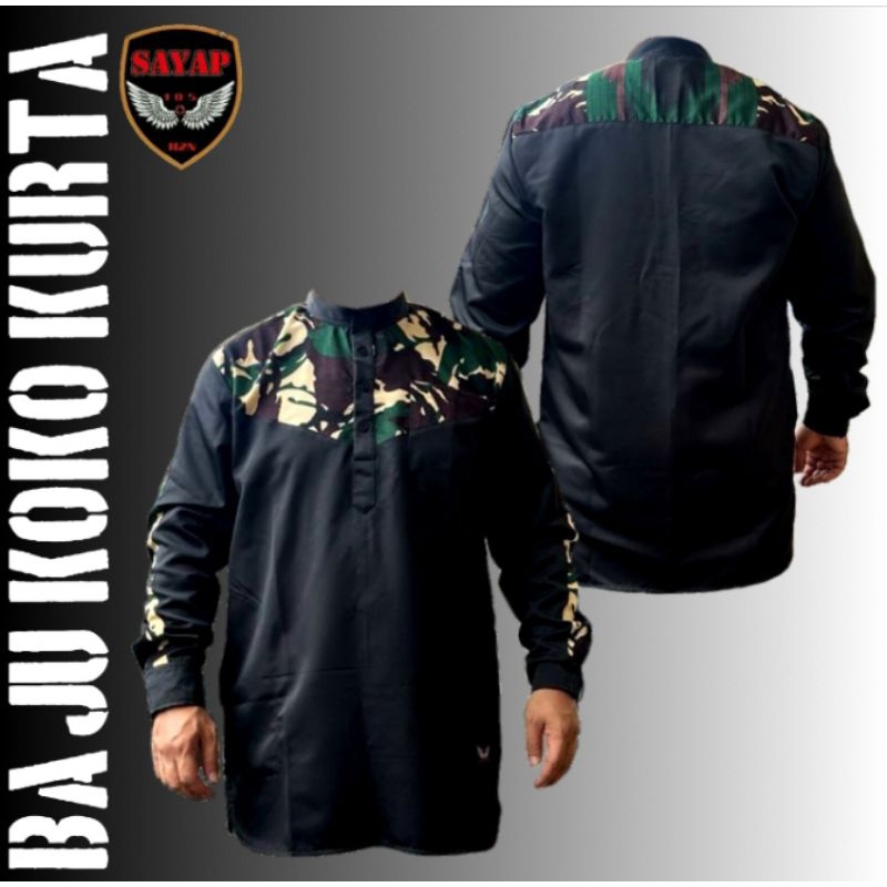 BAJU KOKO KURTA PRIA,KOKO KURTA,KURTA LIST LORENG LENGAN PANJANG,KOKO SET PECI LORENG