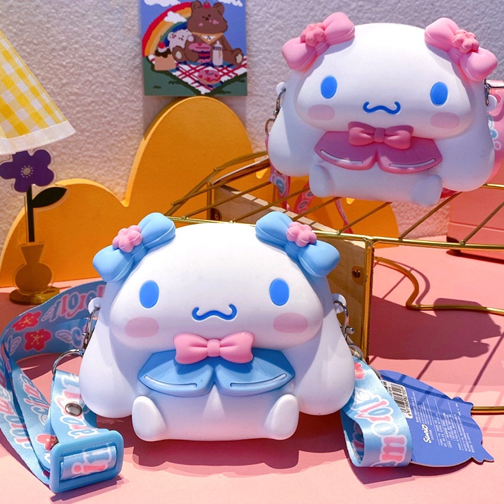 Stok baru Tas Cinnamorol Selempang anak Silicone pop it karakter Sanrio Sling Bag Dompet Koin Cermin