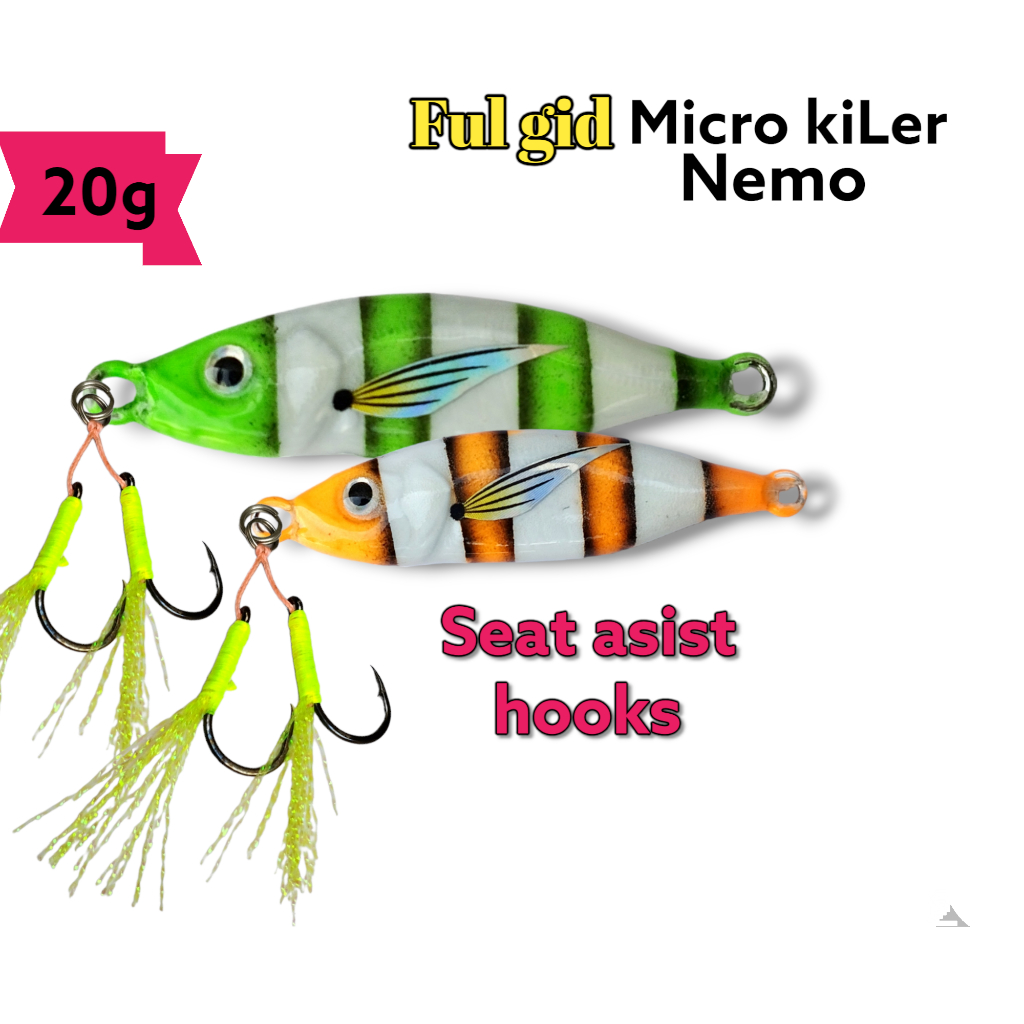 metal jig 20g cahaya dalam gelap ful gid nemo umpan casting umpan jiggng umpan kiler micro kiler