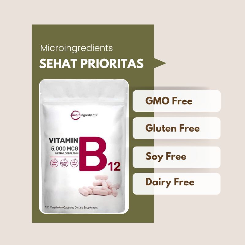 Microingredients Vitamin B12 5000mcg Methylcobalamin - Micro B 12 Original USA
