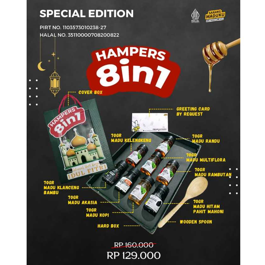 

Little Ummah Honey - Hampers Lebaran - Hampers Lebaran Idul Fitri - Parcel Lebaran - Hampers Madu Asli Mini 8 in 1