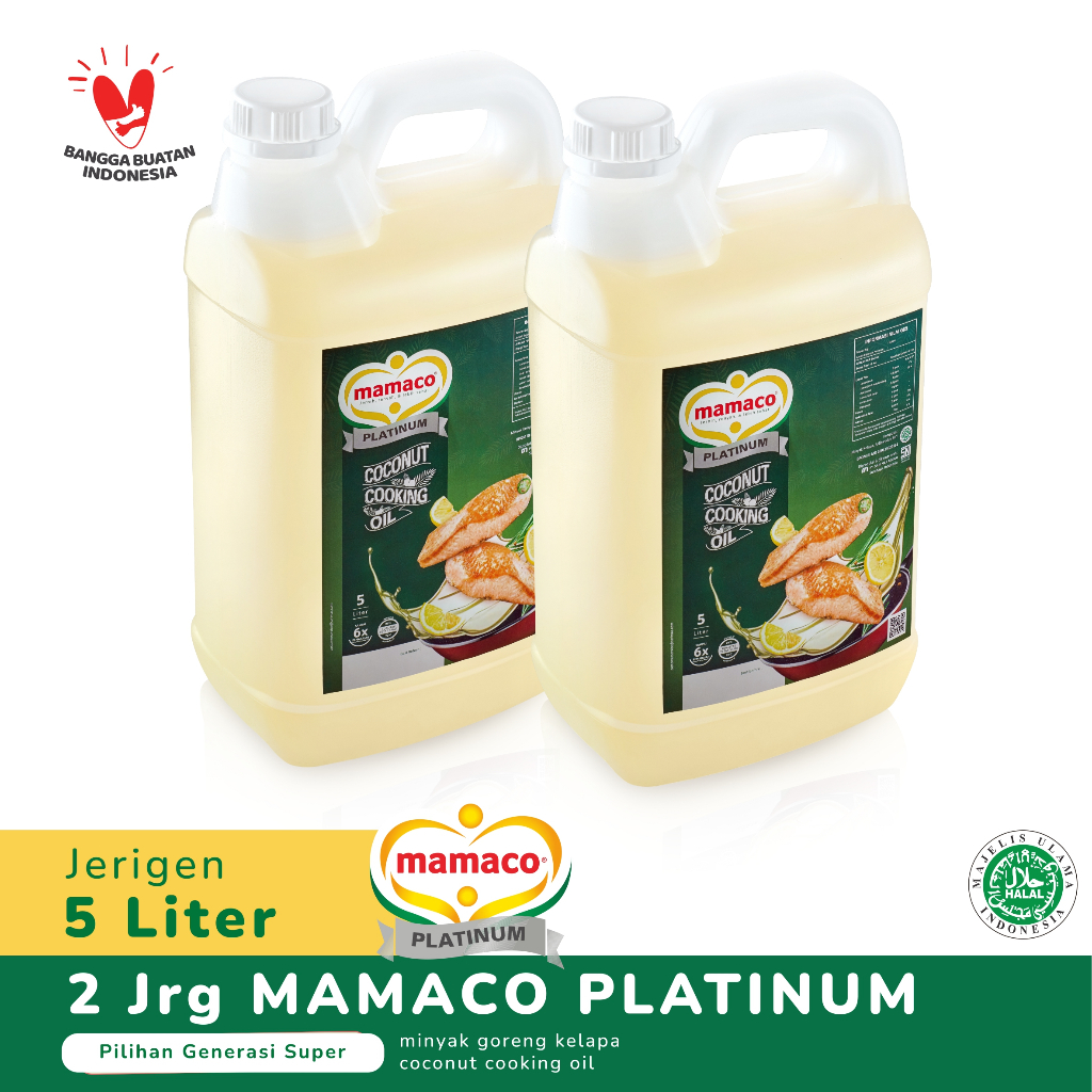 

PROMO KHUSUS Paket Hemat - 2 Jerigen Mamaco Platinum Minyak Goreng Kelapa Coconut Cooking Oil 5 Ltr