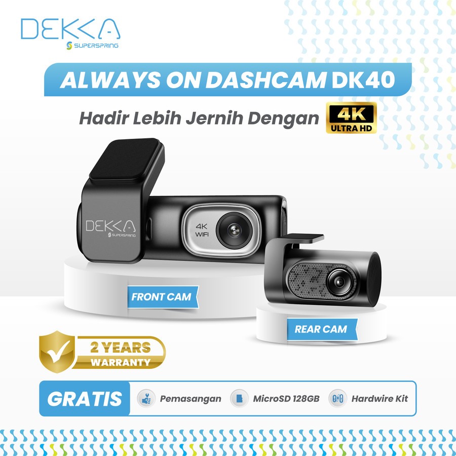 SUPERSPRING DASHCAM DEKKA DK40 - DASHCAM MOBIL DUAL CAMERA RESOLUSI 4K