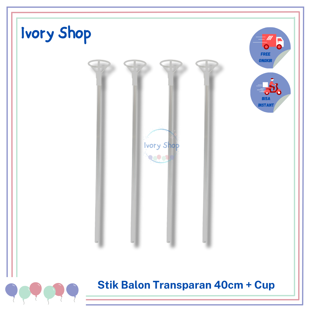 Stik Balon Transparant besar 40cm Stick balon pvc / Tongkat balon bobo bening Tiang balon dekorasi