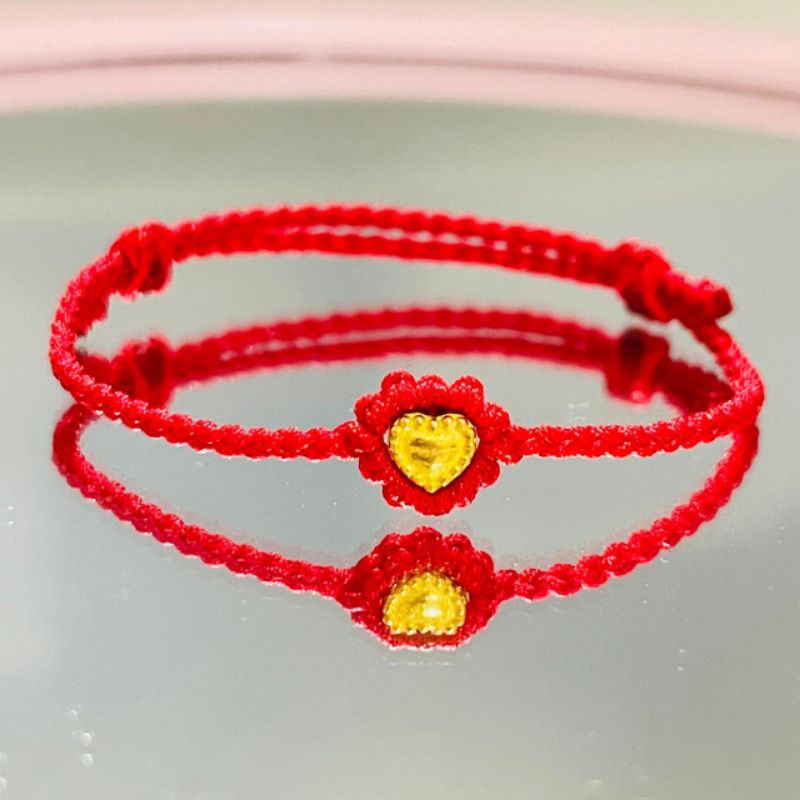 GELANG ANAK TALI SERUT CHARM LOVE EMAS 24K EMAS HK ASLI 9999%