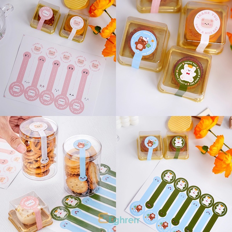 

Eghrerr 100 PCS Stiker Terima Kasih Bubuk Thank You Sticker Panjang Segel Makanan Seal Label Sticker