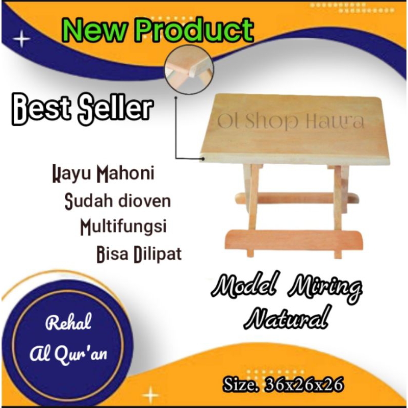 Rehal Qur'an Meja Lipat Miring Dampar Ngaji Meja Multifungsi