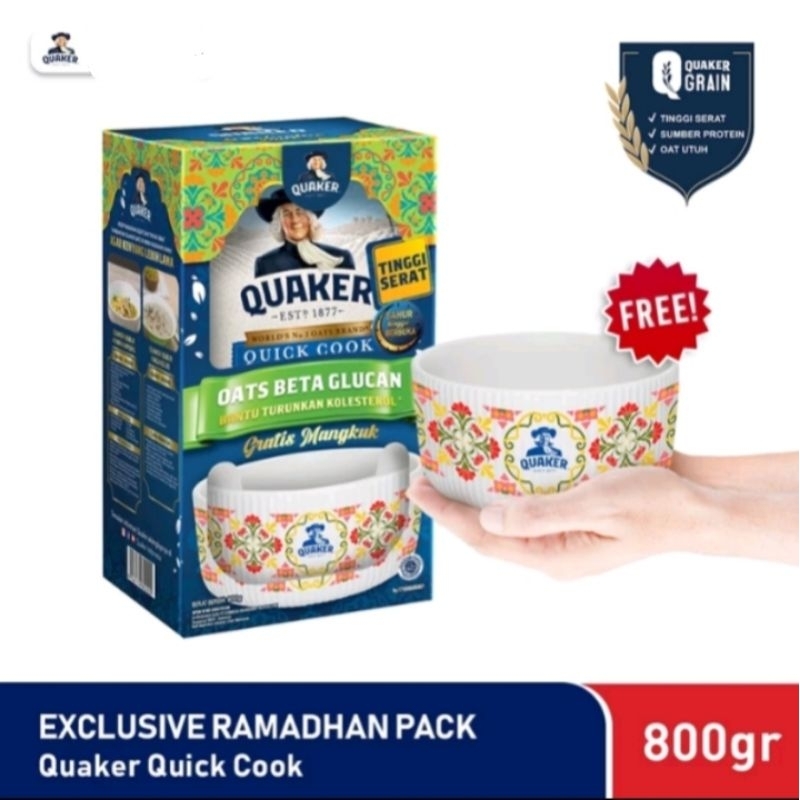 

Quaker Quick Cook Oatmeal 800gr - Exclusive Ramadan Pack FREE Bowl