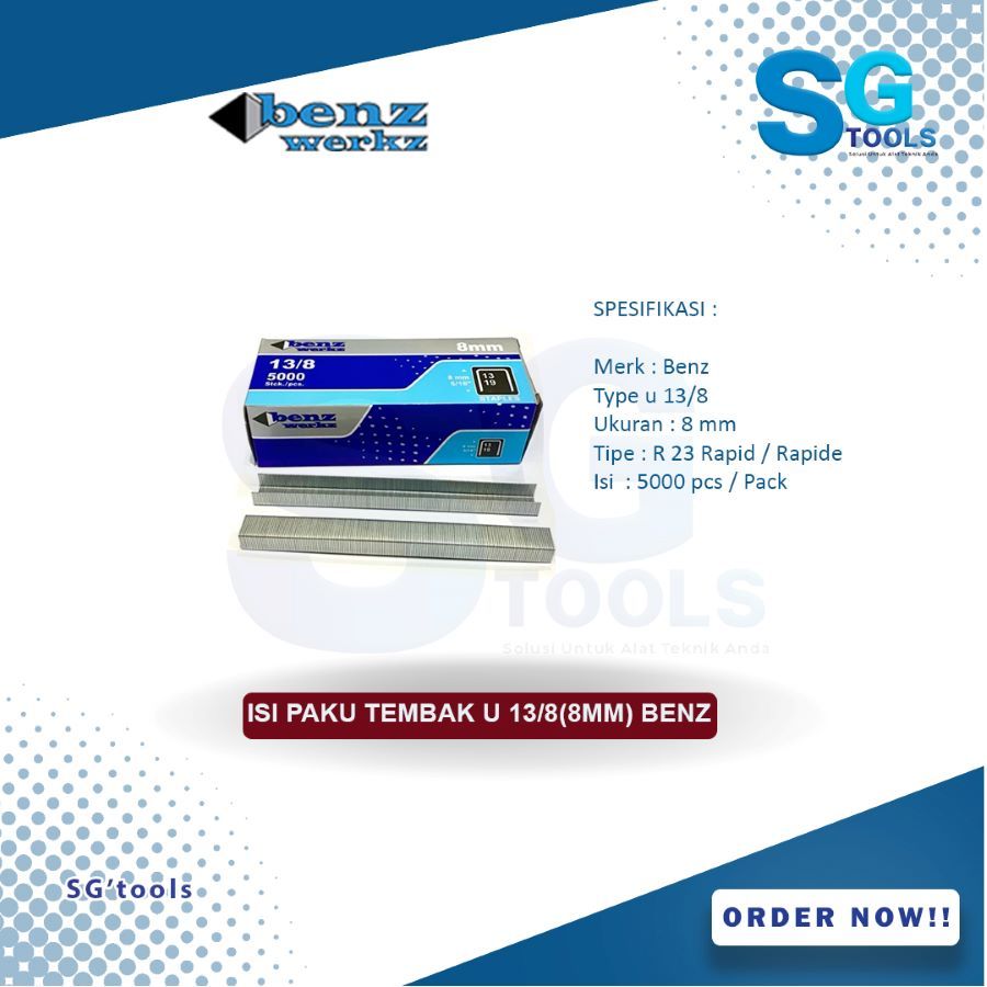 

Isi stapless paku tembak U 13/8 Rapid 8mm Benz