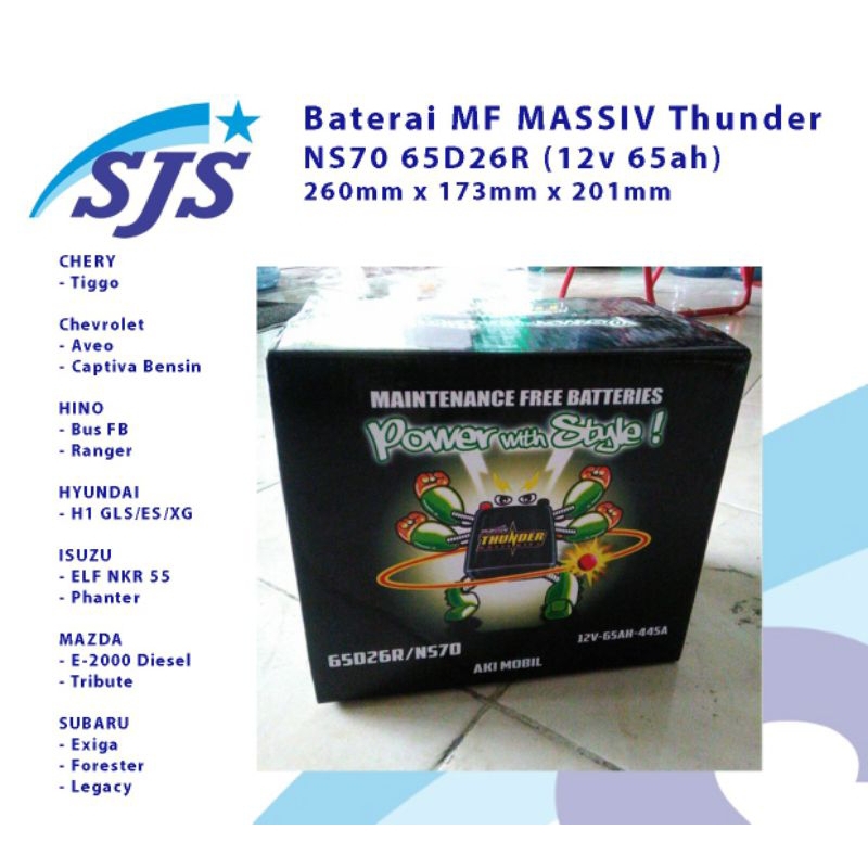 Aki MF Thunder massive Ns70 12v 65ah 65D26R