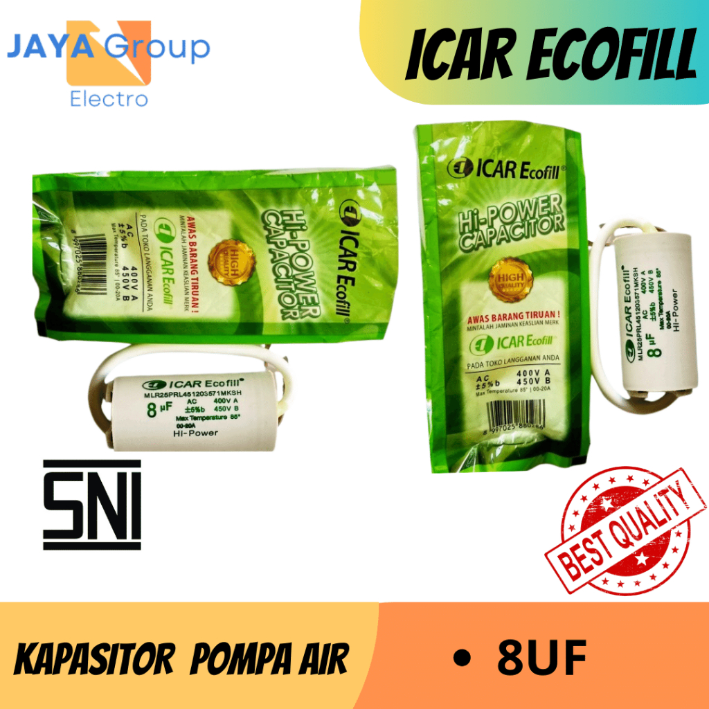 KAPASITOR BULAT POMPA MESIN CUCI ICAR ECOFILL 8UF 10UF 12 5UF 14UF
