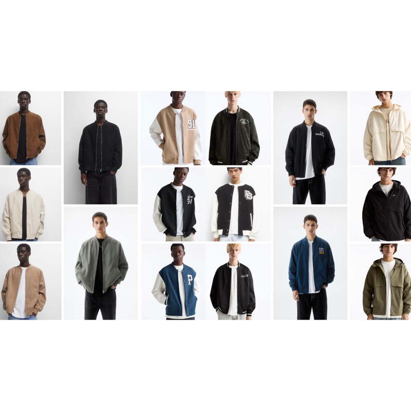 SALE‼️Ready Jastip Loose Oversize Nylon Zipper Varsity Bomber Baseball Suede Print Jacket Men Man Bl