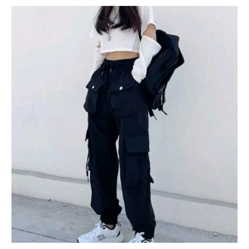 Gathered cargo pants/celana cargo/celana joger/celana korean