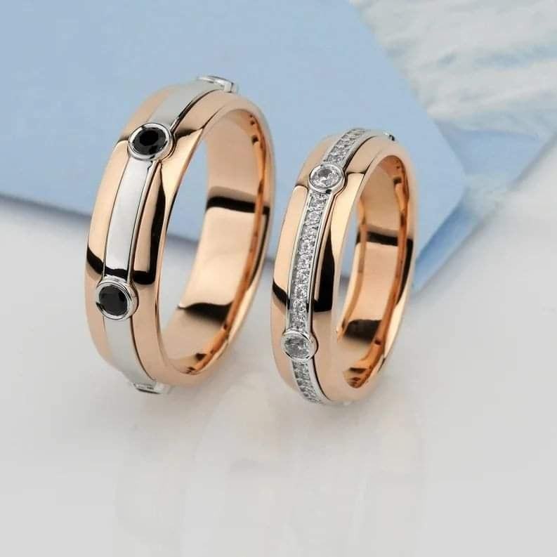 Cincin Tunangan Kawin Nikah Custom Platinum Palladium Premium Pasangan Pria Emas Asli Anti Karat