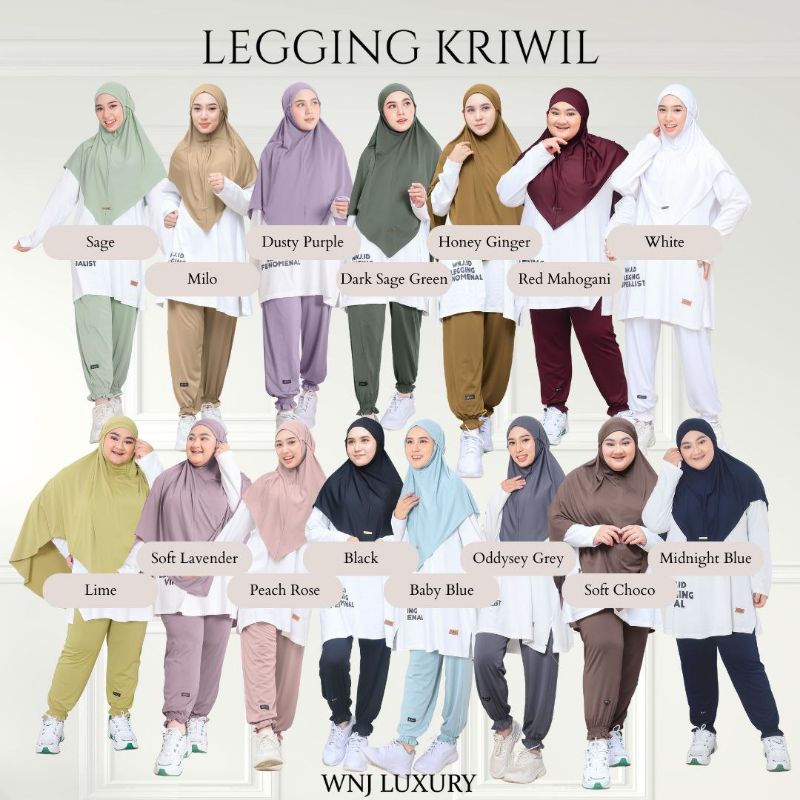 WNJ legging kriwil leging olahraga jogging renang running celana dalaman gamis inner pants safar cel